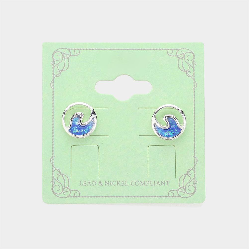 Silver Round Wave Stud Earrings - Jewelry Store by Erik Rayo