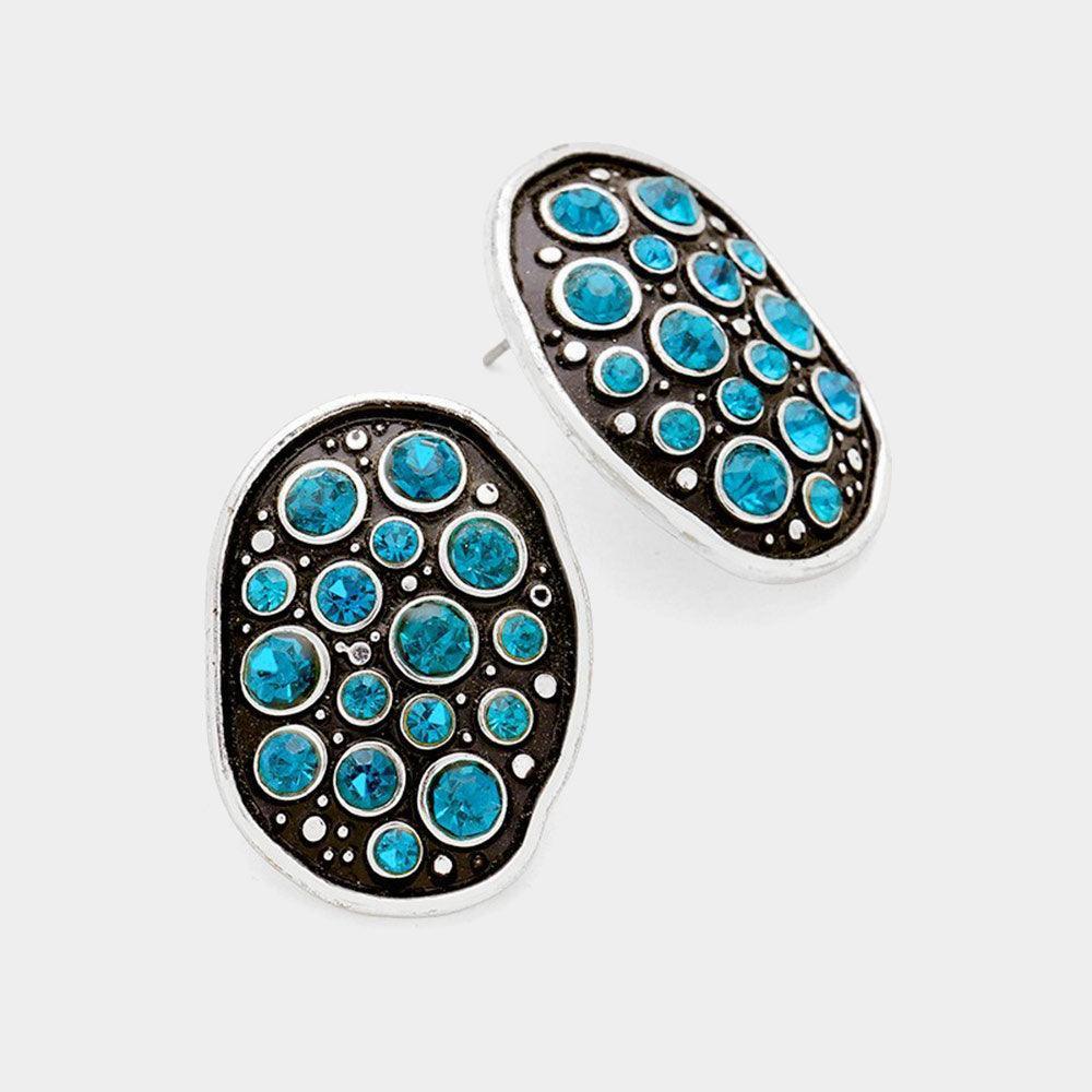 Blue Crystal bubble plate earrings - Jewelry Store by Erik Rayo