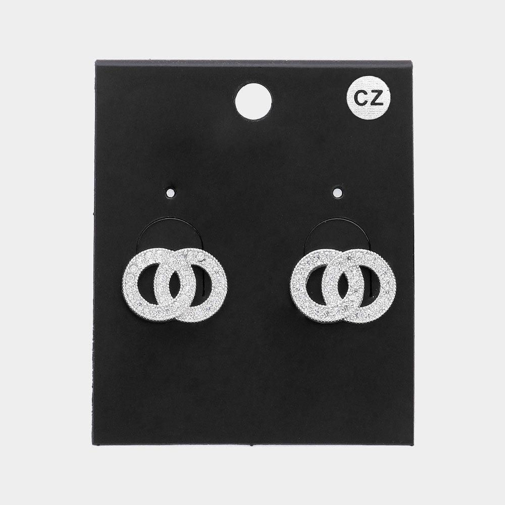 CZ Stone Paved Double O Stud Earrings - Jewelry Store by Erik Rayo