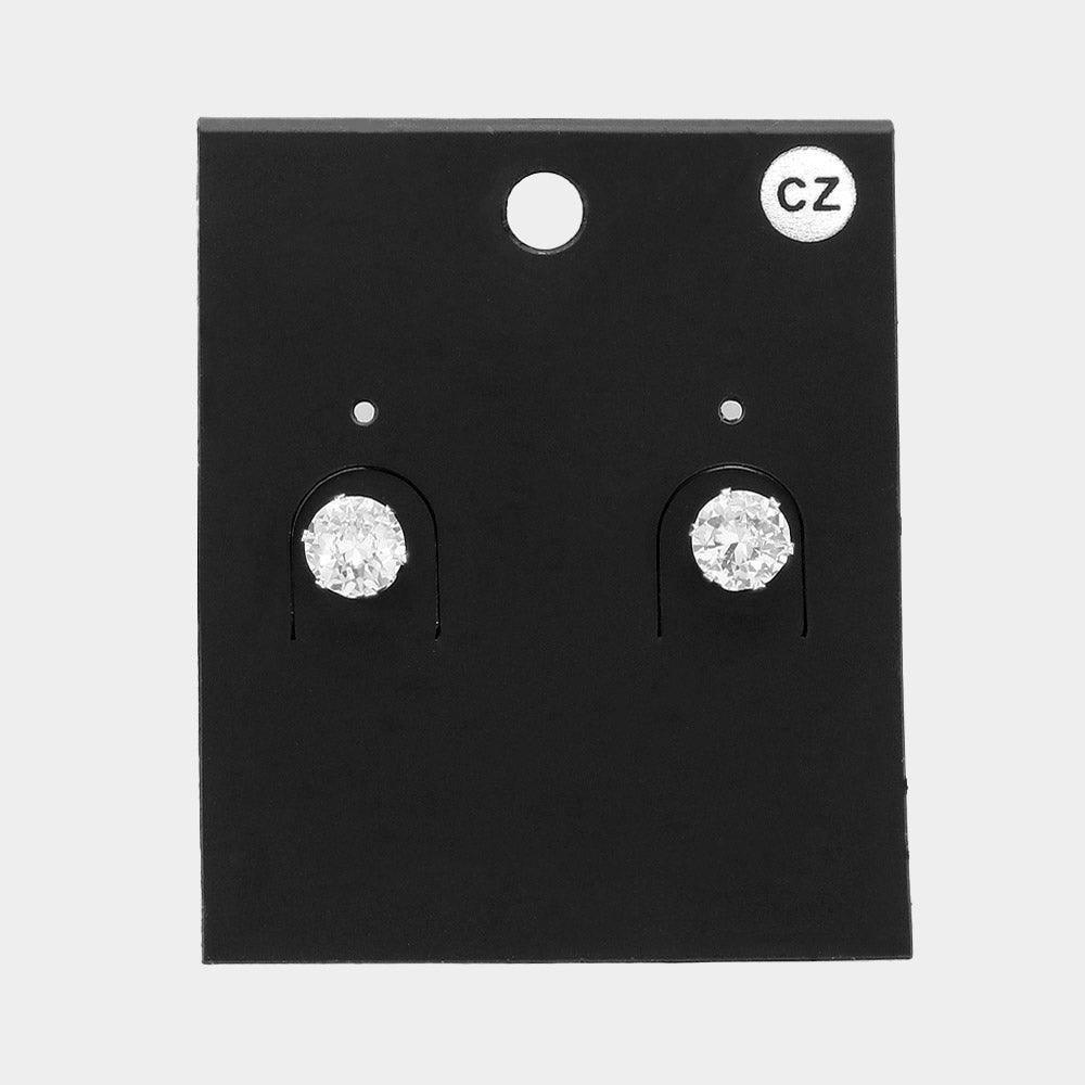 Silver Round CZ Stone Stud Earrings - Jewelry Store by Erik Rayo