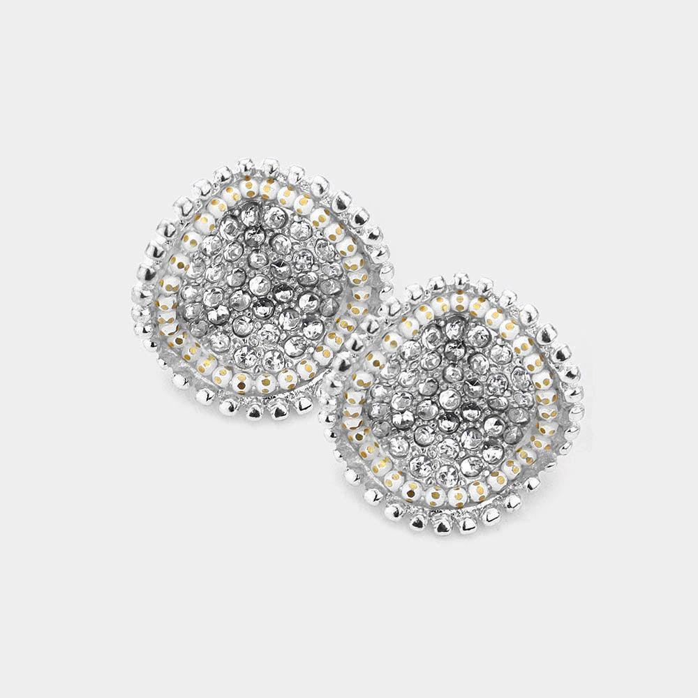 Rhinestone Cluster Crushed Round Stud Earrings - Jewelry Store by Erik Rayo