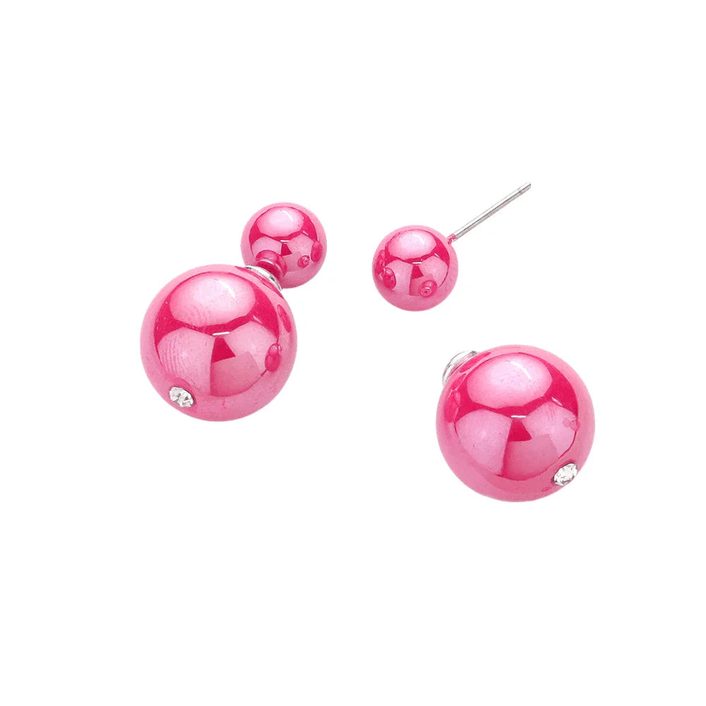 Fuchsia Hologram Ball Stud Double Sided Peekaboo Earrings - Jewelry Store by Erik Rayo