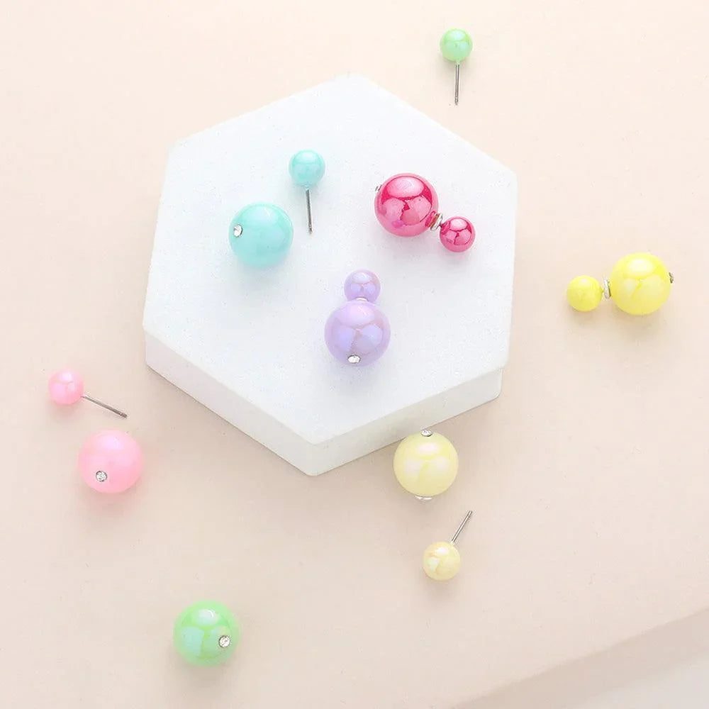 Fuchsia Hologram Ball Stud Double Sided Peekaboo Earrings - Jewelry Store by Erik Rayo