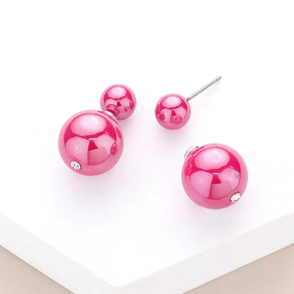 Fuchsia Hologram Ball Stud Double Sided Peekaboo Earrings - Jewelry Store by Erik Rayo