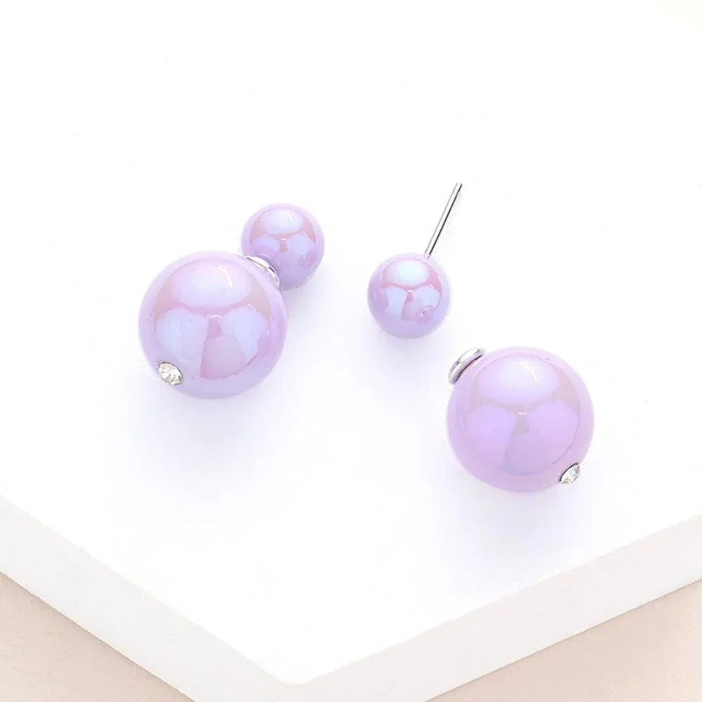 Lavender Hologram Ball Stud Double Sided Peekaboo Earrings - Jewelry Store by Erik Rayo