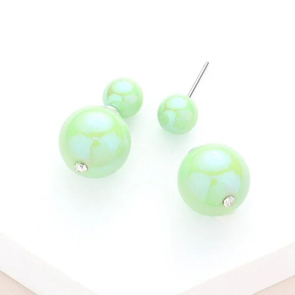 Mint Hologram Ball Stud Double Sided Peekaboo Earrings - Jewelry Store by Erik Rayo