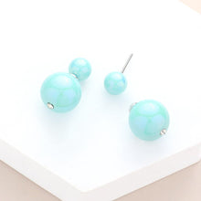 Load image into Gallery viewer, Turquoise Hologram Ball Stud Double Sided Peekaboo Earrings
