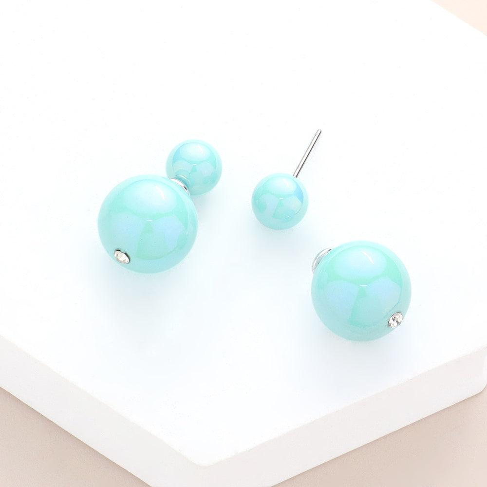 Turquoise Hologram Ball Stud Double Sided Peekaboo Earrings