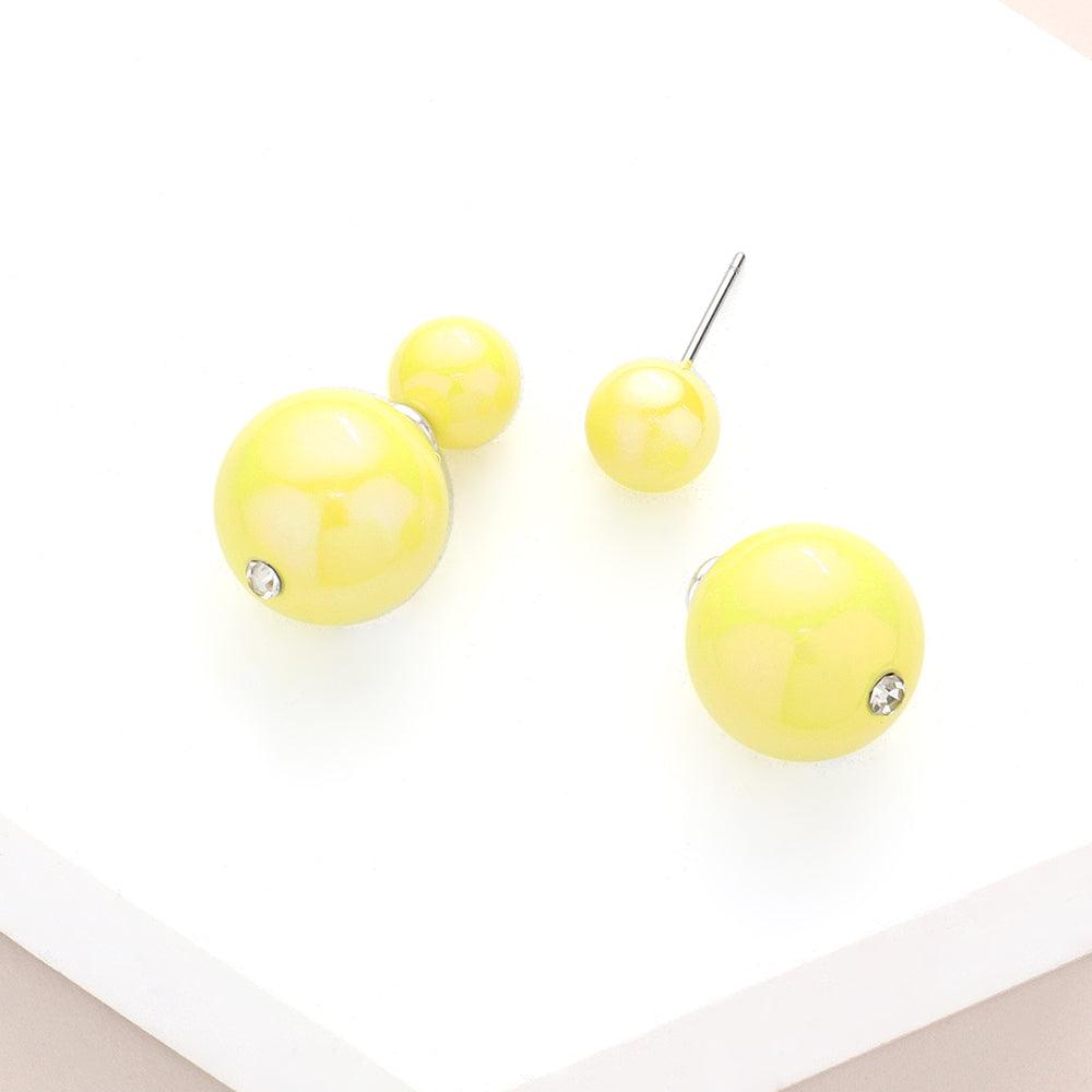 Yellow Hologram Ball Stud Double Sided Peekaboo Earrings