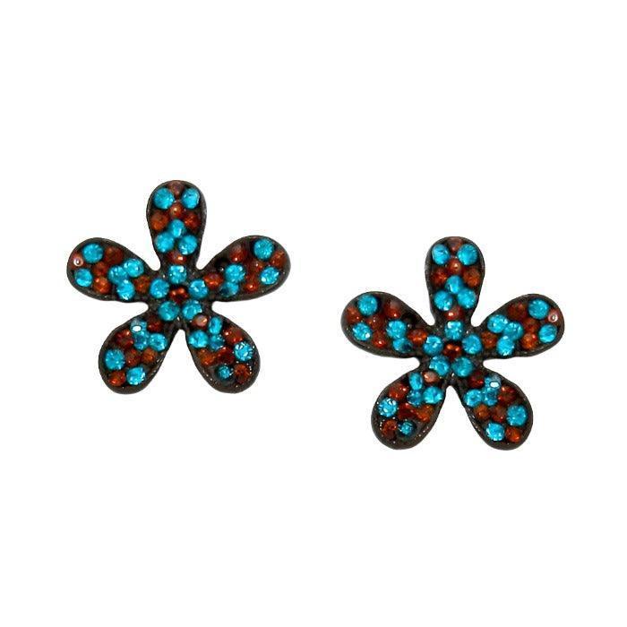 Brown Crystal flower stud earrings - Jewelry Store by Erik Rayo