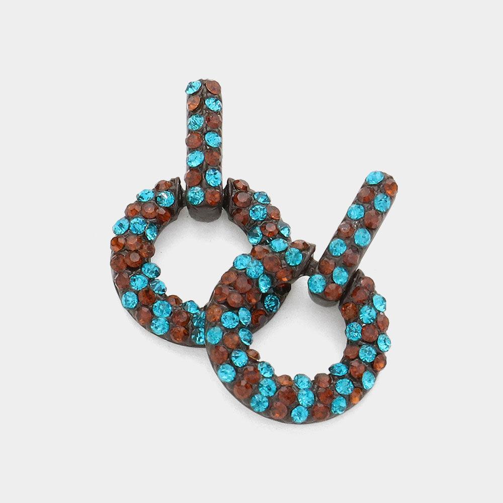 Brown Crystal Paved Circle Earrings
