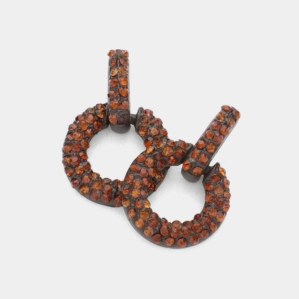 Brown Crystal Paved Circle Earrings - Jewelry Store by Erik Rayo