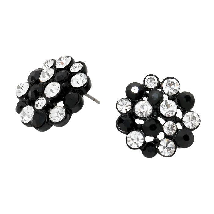 Clear Crystal bubble cluster stud earrings