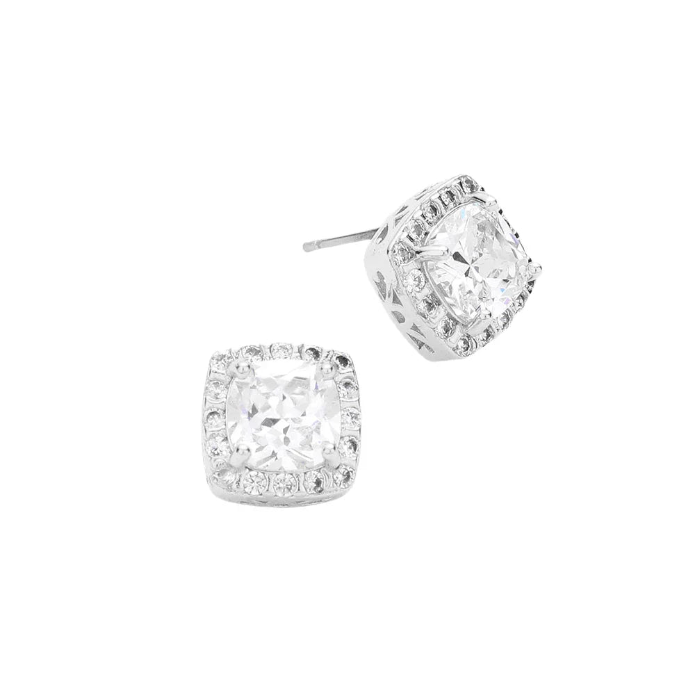 Silver CZ Stone Cluster Stud Earrings - Jewelry Store by Erik Rayo