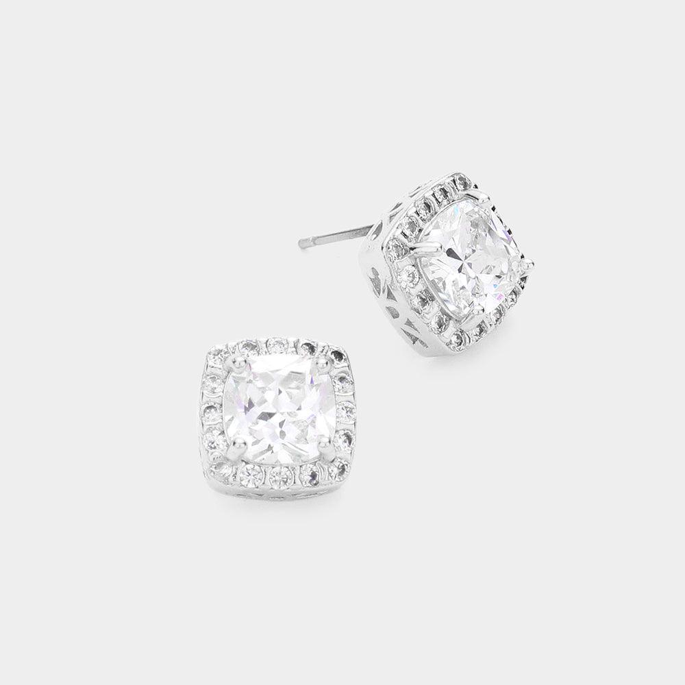 Silver CZ Stone Cluster Stud Earrings - Jewelry Store by Erik Rayo