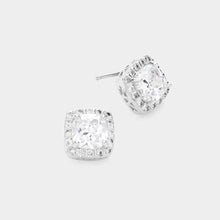 Load image into Gallery viewer, Silver CZ Stone Cluster Stud Earrings
