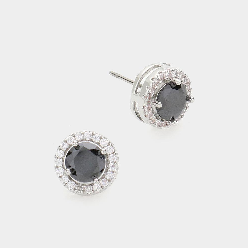 Black 14K Gold Dipped CZ Stone Stud Earrings - Jewelry Store by Erik Rayo