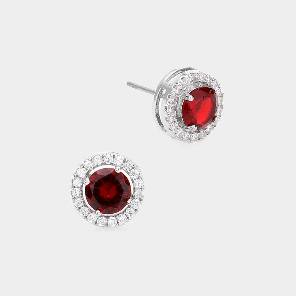 Red 14K Gold Dipped CZ Stone Stud Earrings - Jewelry Store by Erik Rayo