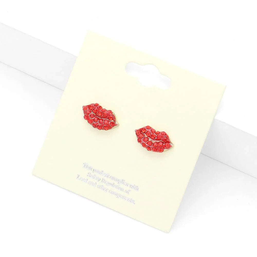 Stone Paved Lip Stud Earrings - Jewelry Store by Erik Rayo