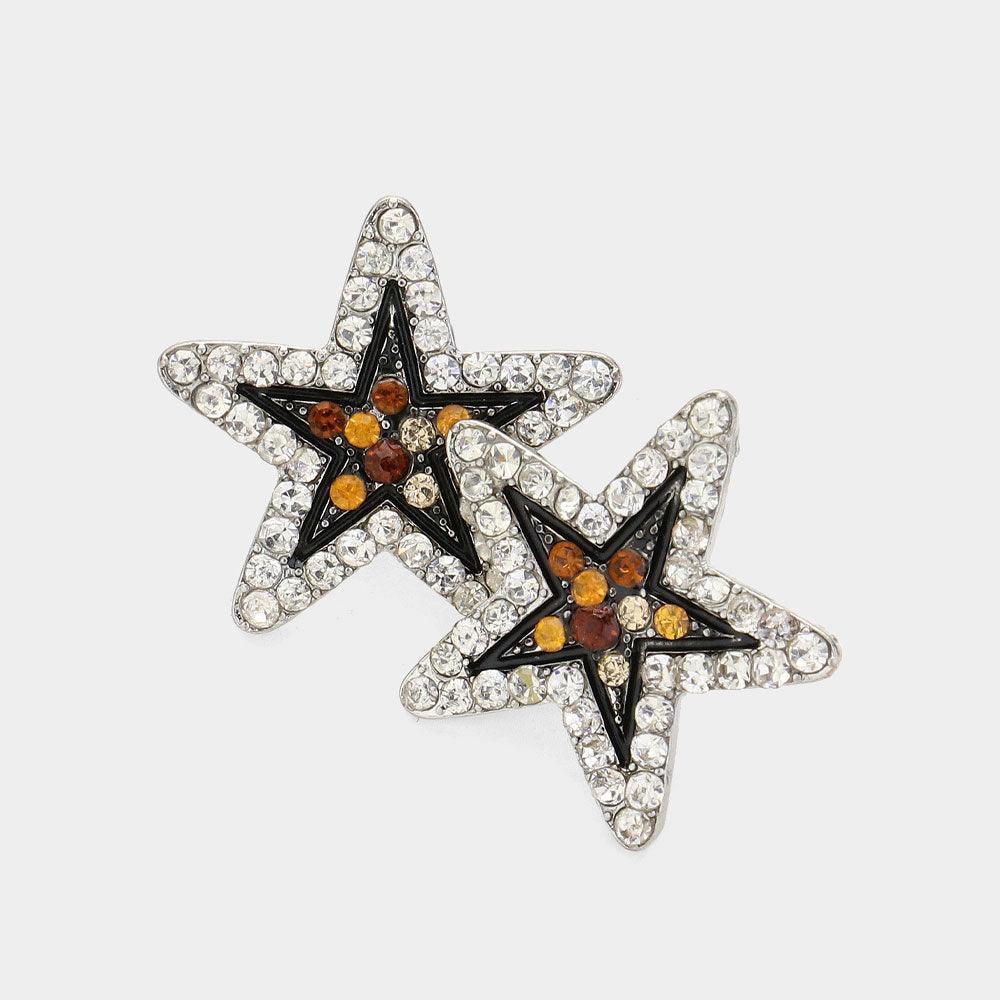 Clear Crystal Pave Star Stud Earrings - Jewelry Store by Erik Rayo