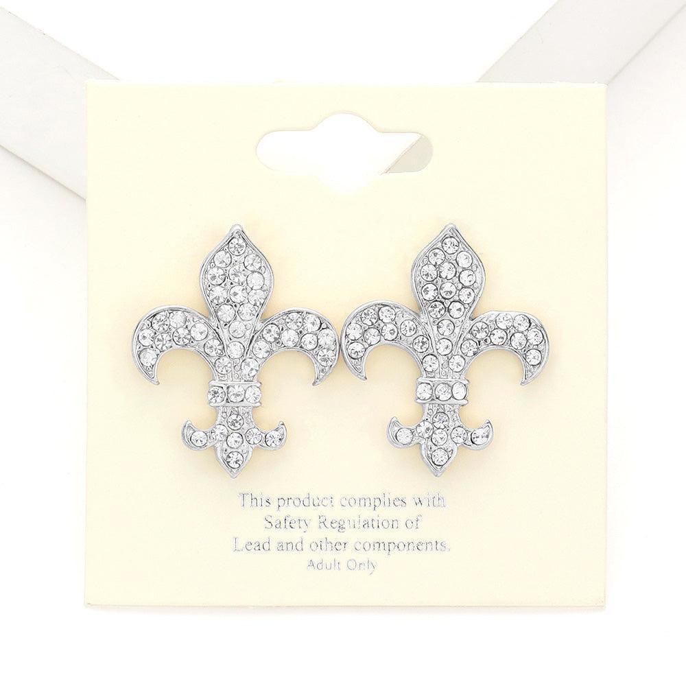 Stone Paved Fleur de Lis Stud Earrings - Jewelry Store by Erik Rayo