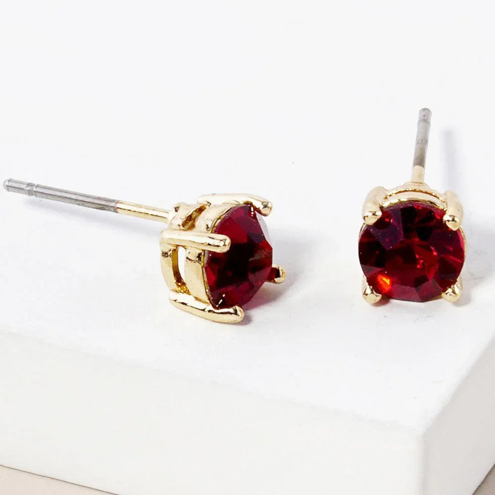 Red January - Birthstone Stud Earrings - Jewelry Store by Erik Rayo