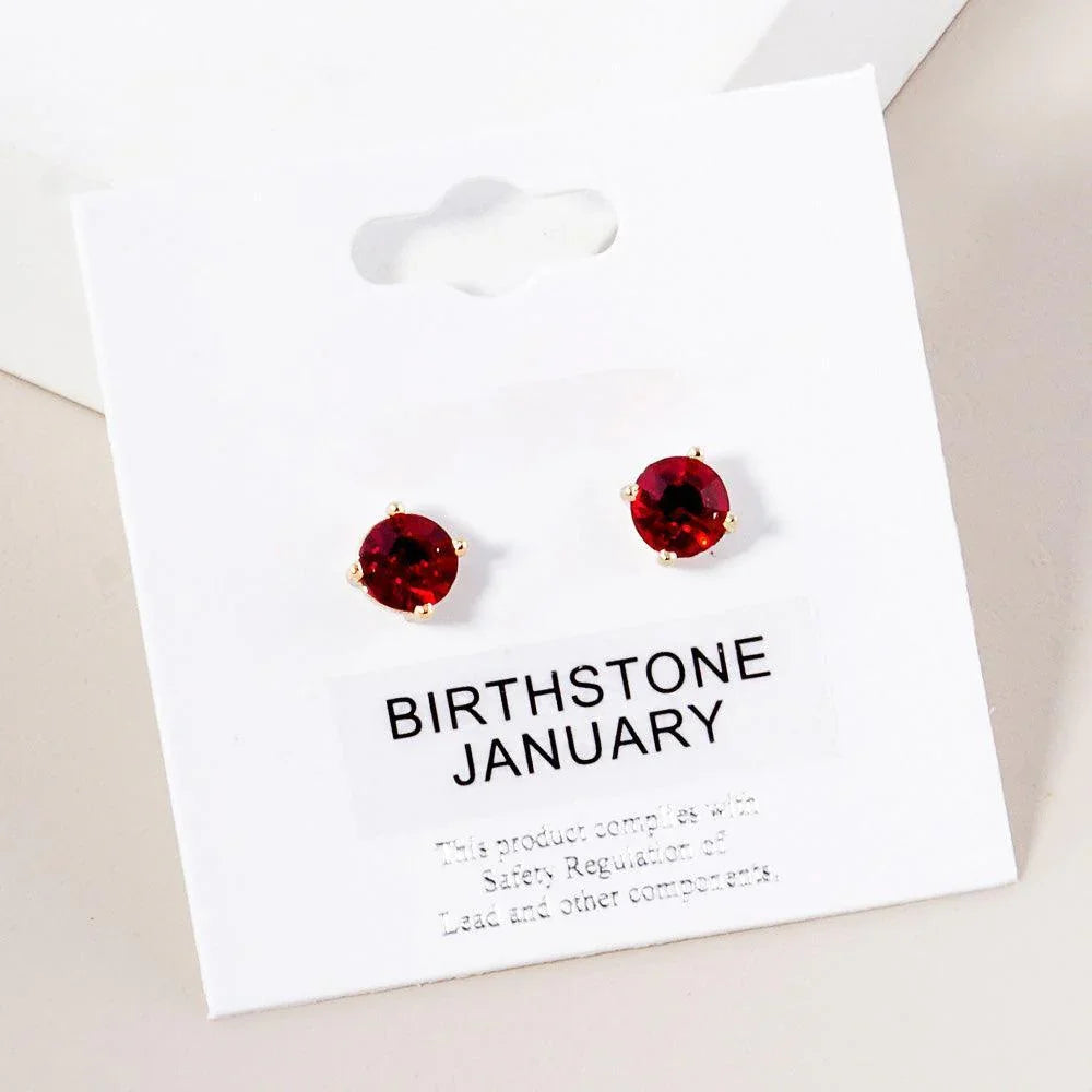 Red January - Birthstone Stud Earrings - Jewelry Store by Erik Rayo