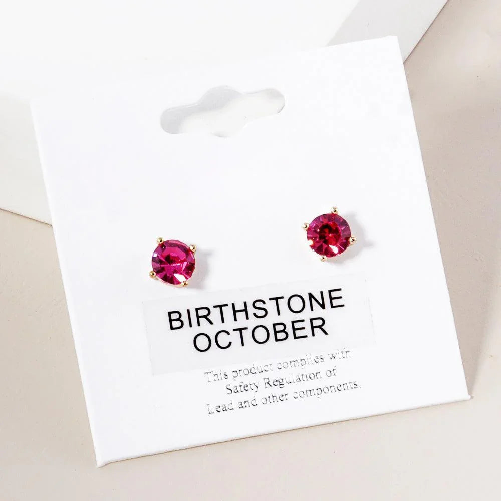 Pink October - Birthstone Stud Earrings - Jewelry Store by Erik Rayo