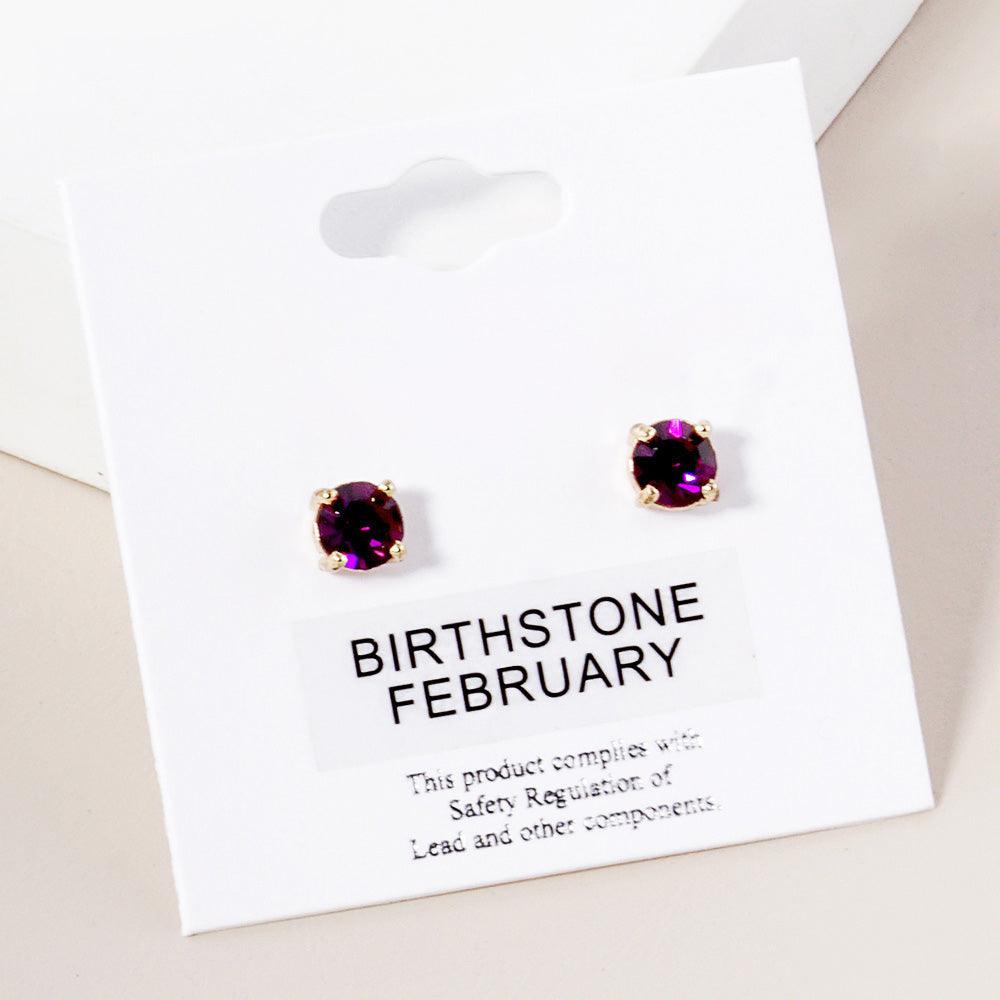 Gold February - Birthstone Stud Earrings