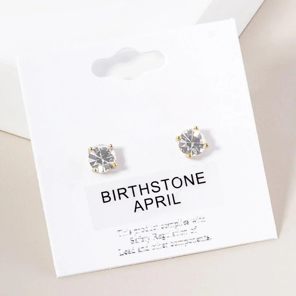 Clear April - Birthstone Stud Earrings - Jewelry Store by Erik Rayo
