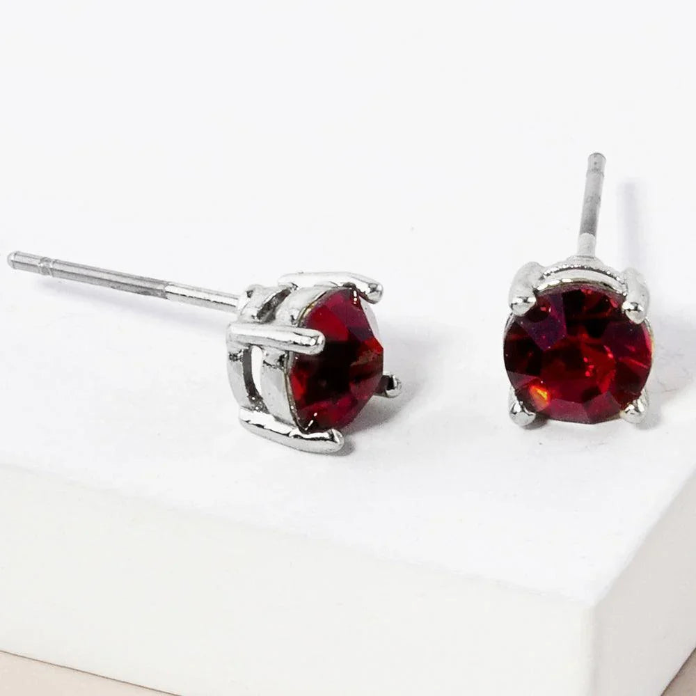 Red January - Birthstone Stud Earrings - Jewelry Store by Erik Rayo