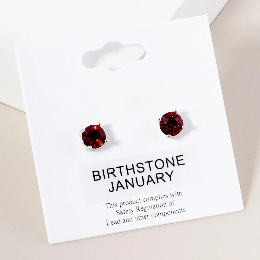 Red January - Birthstone Stud Earrings - Jewelry Store by Erik Rayo