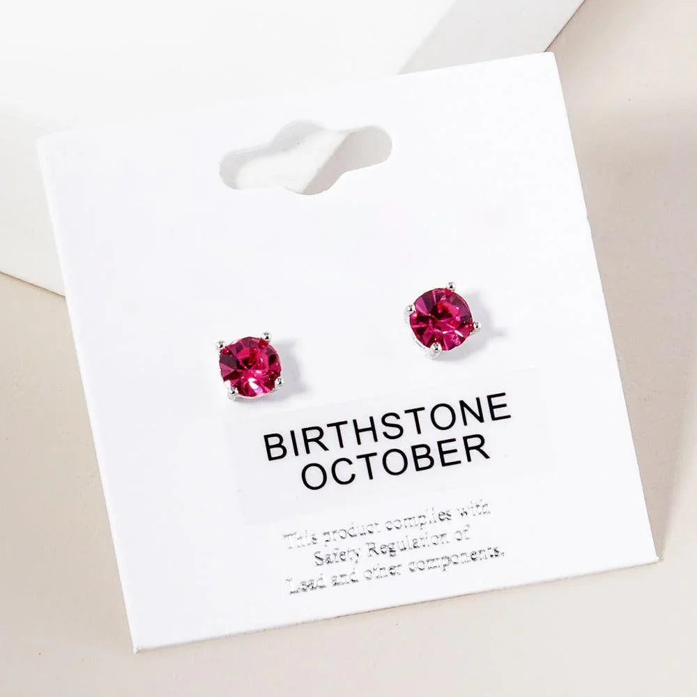 Pink October - Birthstone Stud Earrings - Jewelry Store by Erik Rayo
