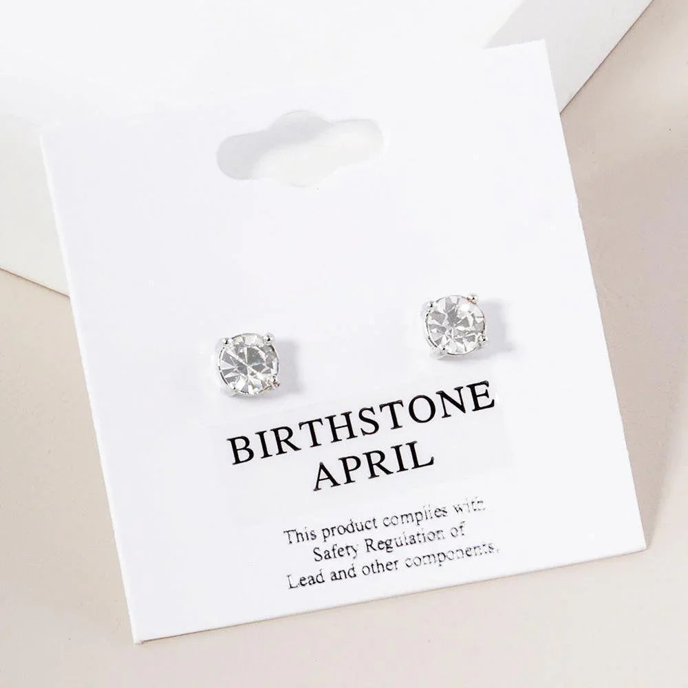 Clear April - Birthstone Stud Earrings - Jewelry Store by Erik Rayo