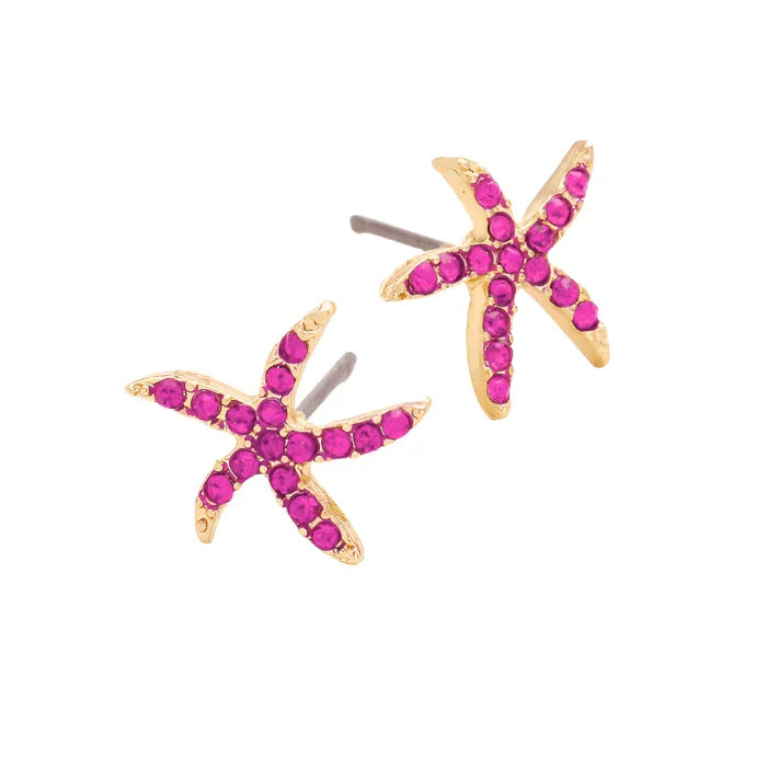 Red Starfish Stud Earrings - Jewelry Store by Erik Rayo