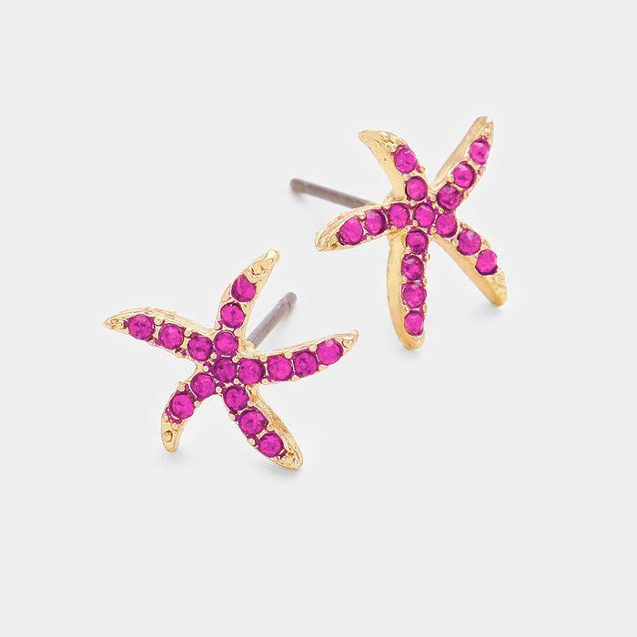 Red Starfish Stud Earrings - Jewelry Store by Erik Rayo