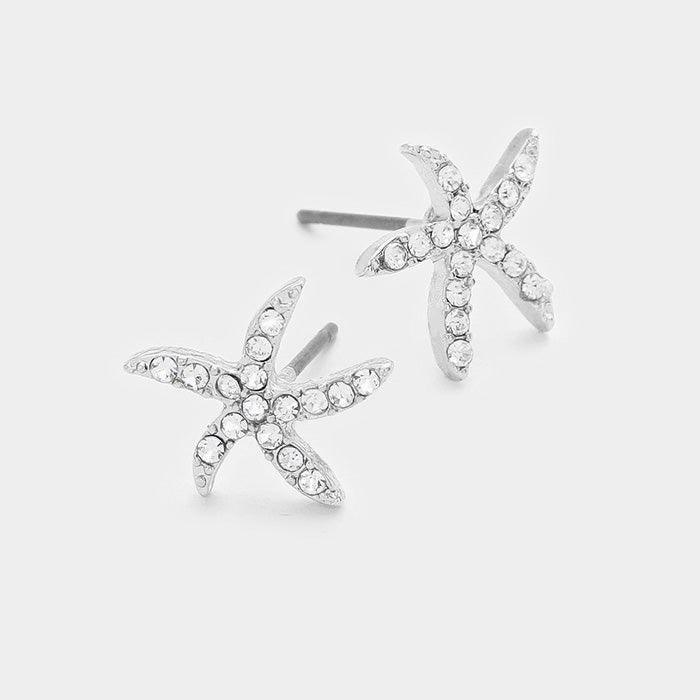 Clear Starfish Stud Earrings - Jewelry Store by Erik Rayo