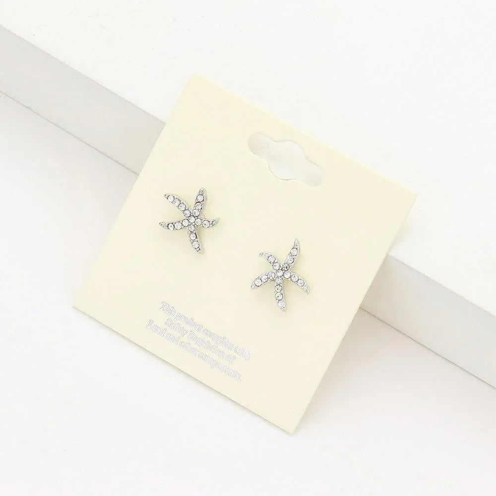 Clear Starfish Stud Earrings - Jewelry Store by Erik Rayo