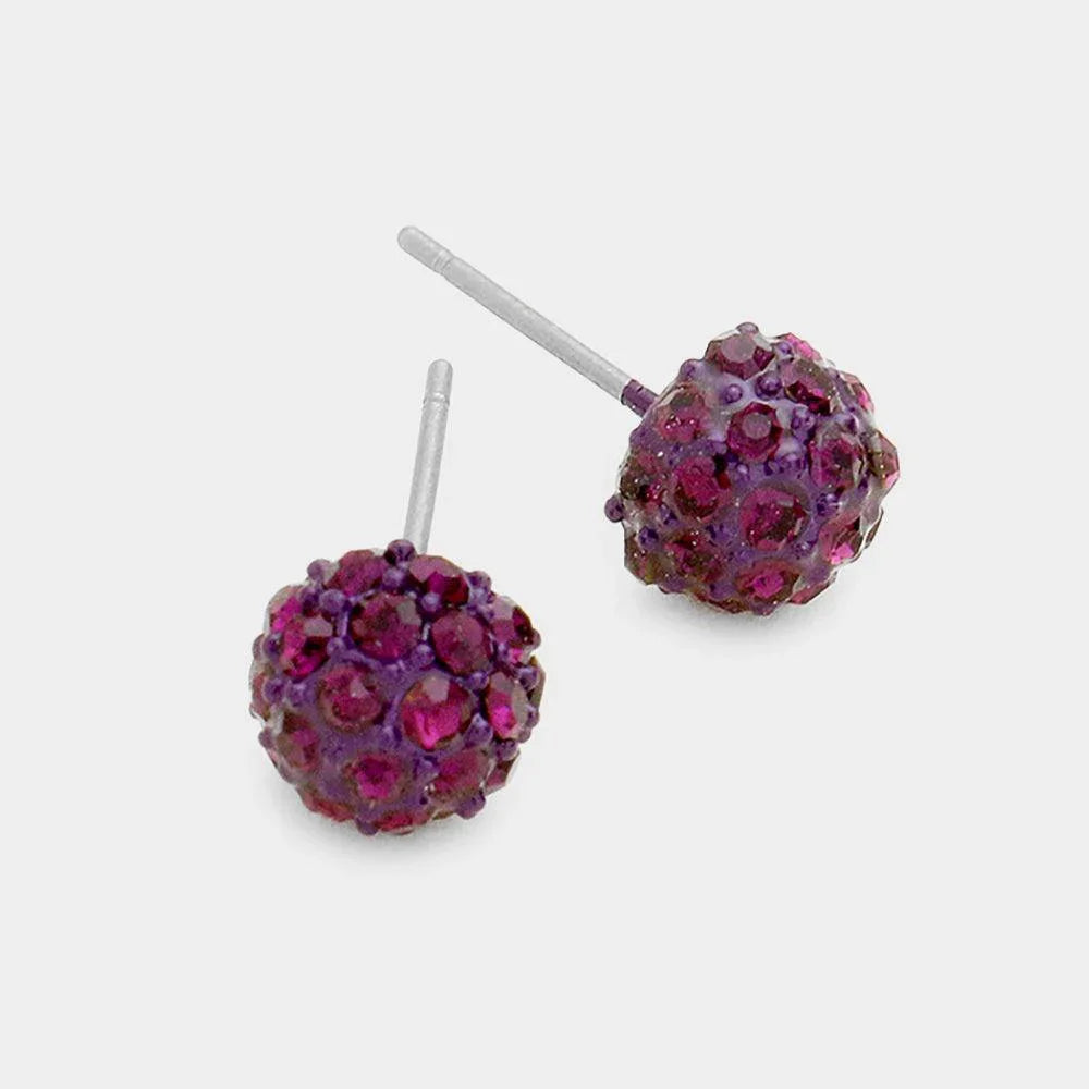 Amethyst 8mm Crystal Ball Stud Earrings - Jewelry Store by Erik Rayo