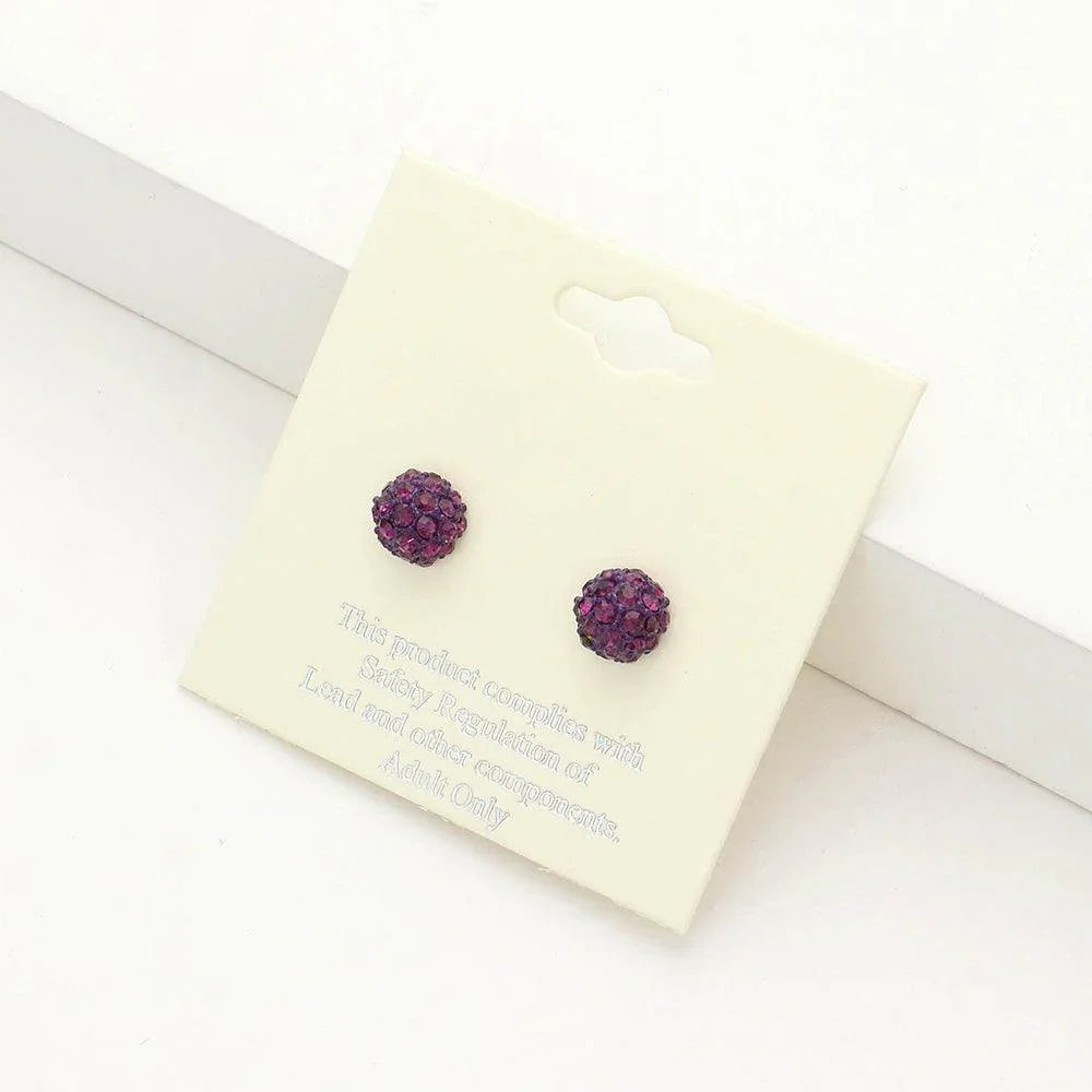 Amethyst 8mm Crystal Ball Stud Earrings - Jewelry Store by Erik Rayo