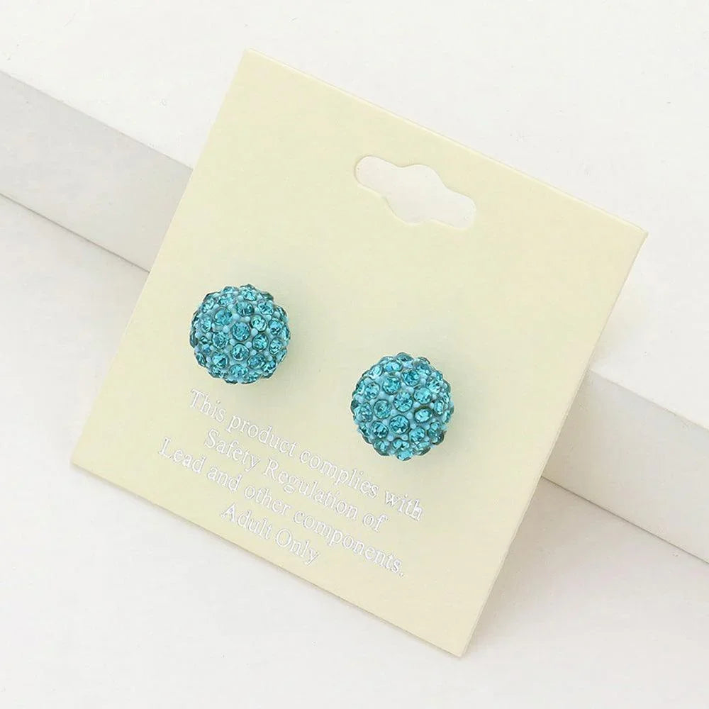 Rhinestone Pave Disco Ball Stud Earrings - Jewelry Store by Erik Rayo
