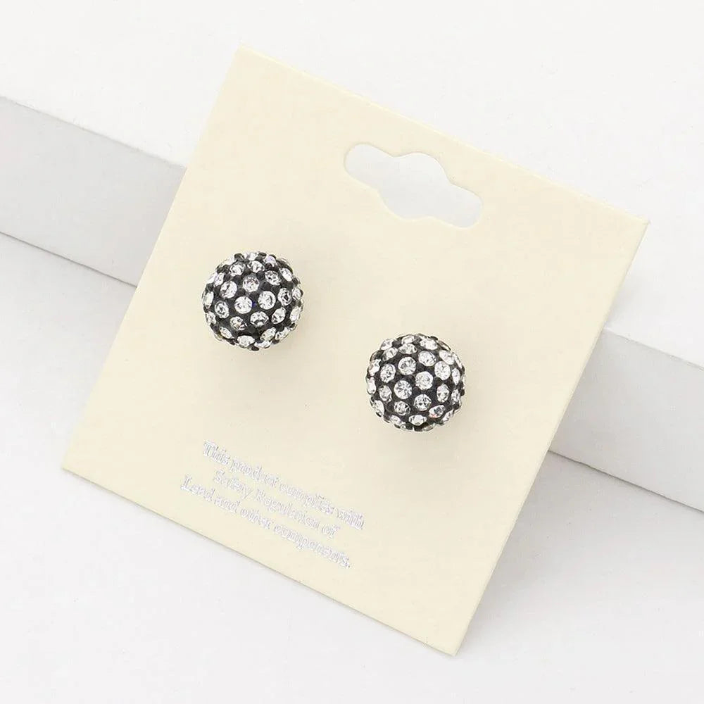 Clear Rhinestone Pave Disco Ball Stud Earrings - Jewelry Store by Erik Rayo