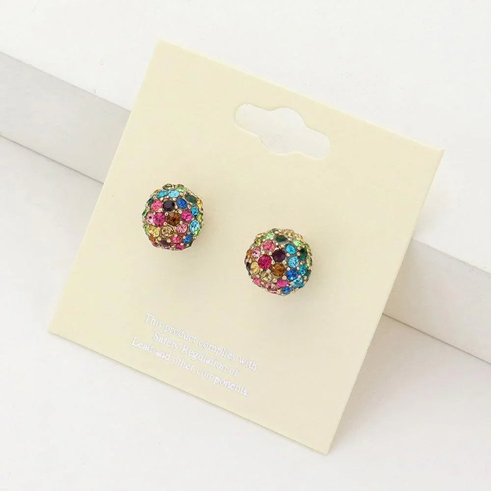 Rhinestone Pave Disco Ball Stud Earrings - Jewelry Store by Erik Rayo