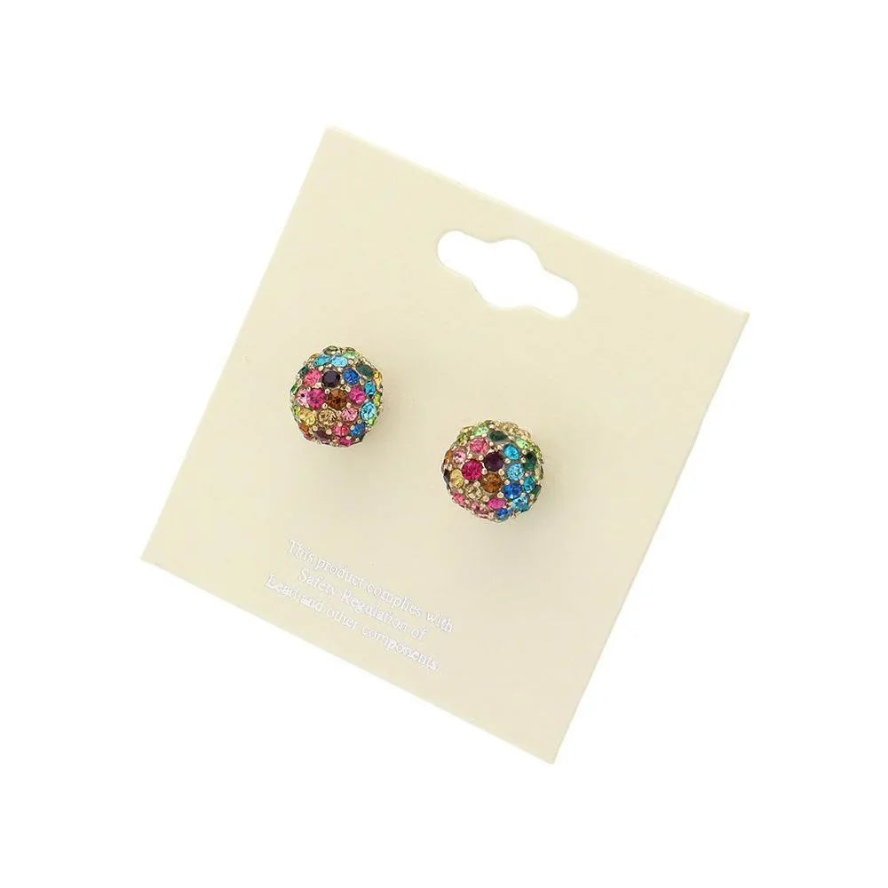 Rhinestone Pave Disco Ball Stud Earrings - Jewelry Store by Erik Rayo