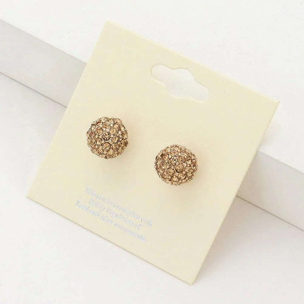 Rhinestone Pave Disco Ball Stud Earrings - Jewelry Store by Erik Rayo