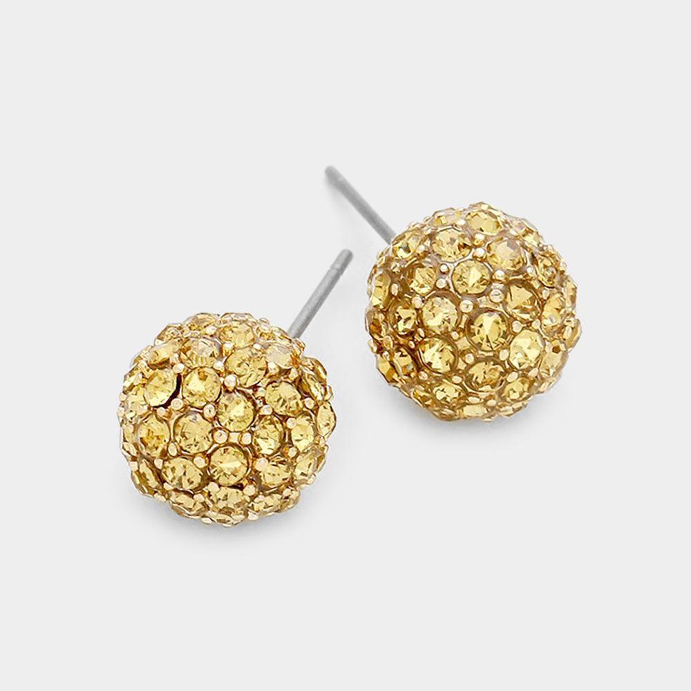 Rhinestone Pave Disco Ball Stud Earrings - Jewelry Store by Erik Rayo