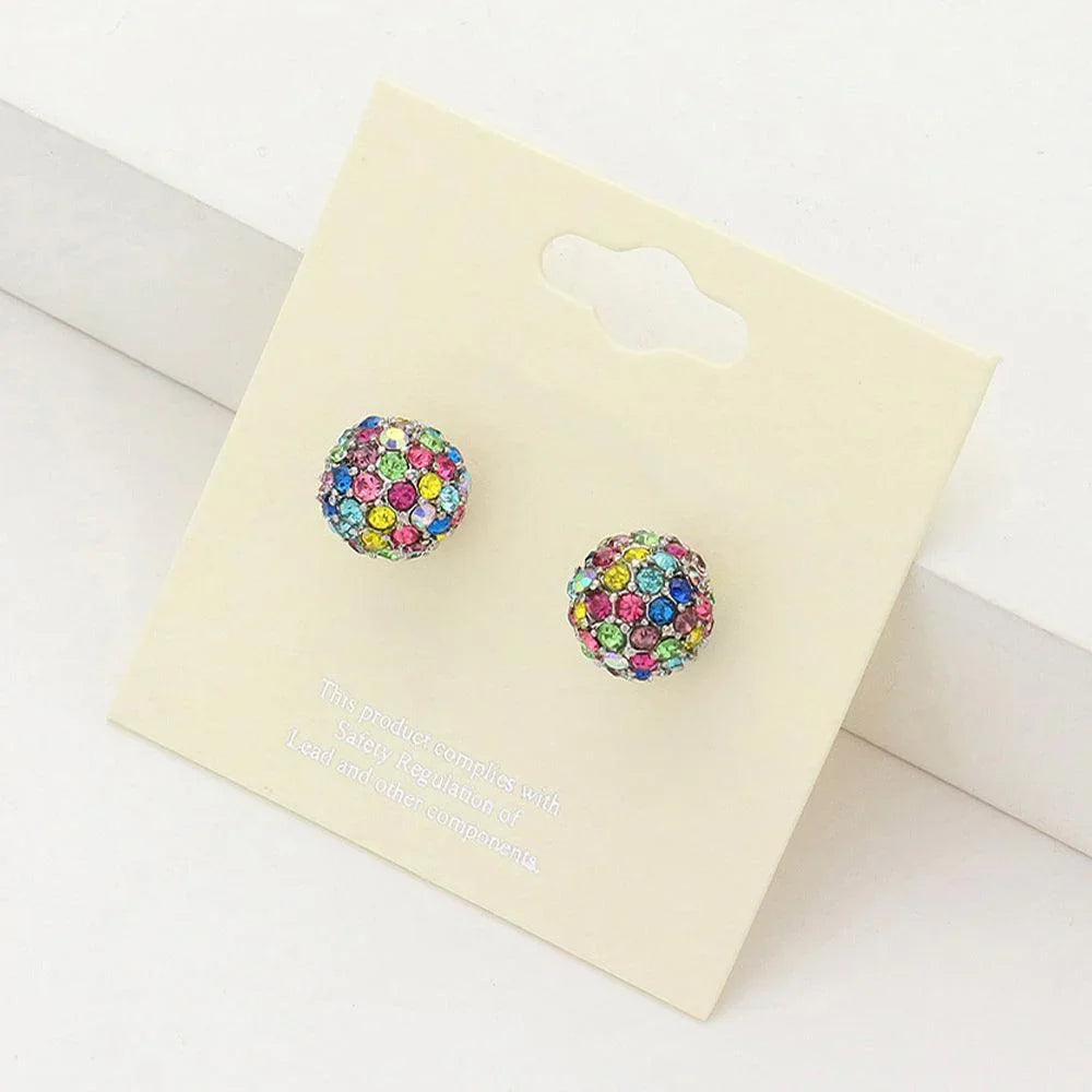 Rhinestone Pave Disco Ball Stud Earrings - Jewelry Store by Erik Rayo