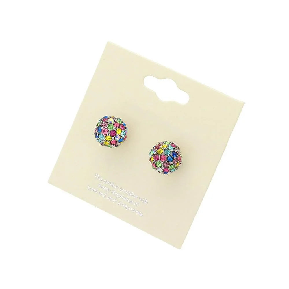 Rhinestone Pave Disco Ball Stud Earrings - Jewelry Store by Erik Rayo