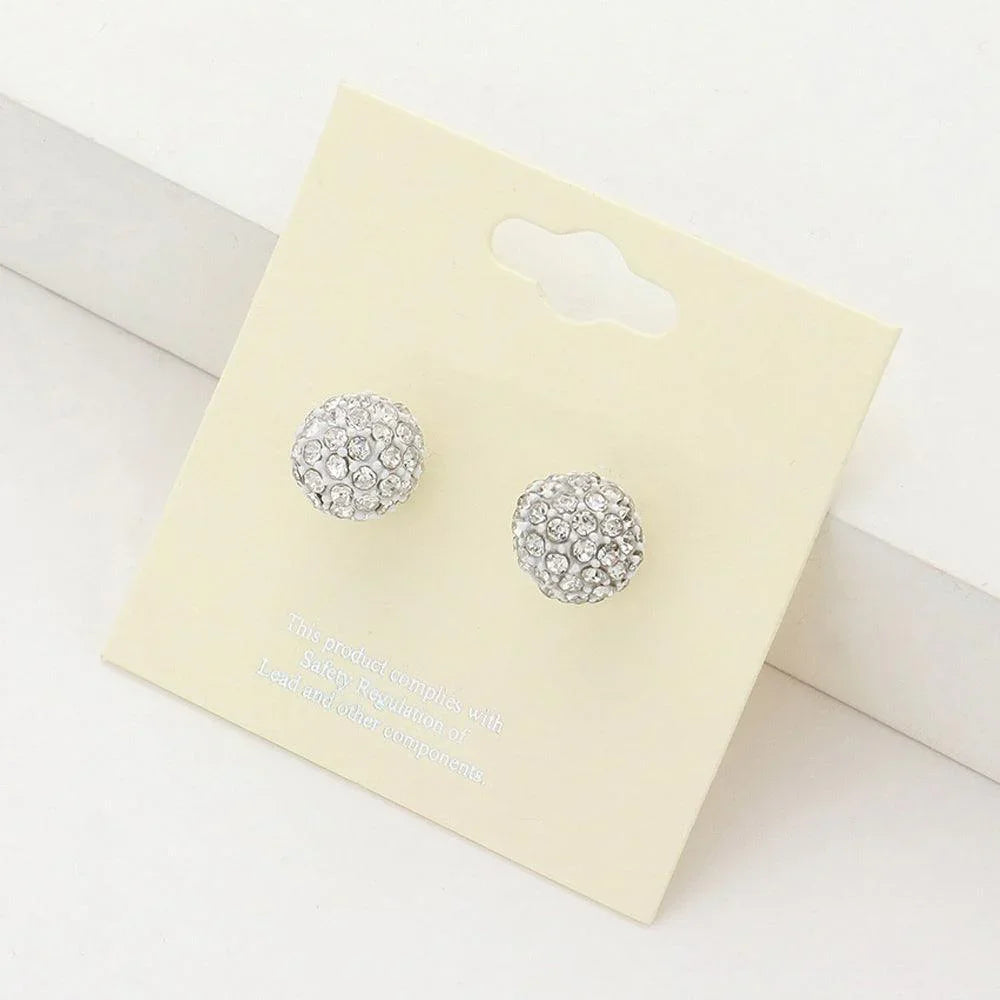 Clear Pearl Disco Ball Stud Earrings - Jewelry Store by Erik Rayo