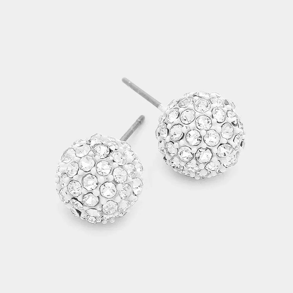 Clear Pearl Disco Ball Stud Earrings - Jewelry Store by Erik Rayo